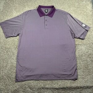 FootJoy Mens XXL Purple Stripe Golf Polo Olde Beau Golf Club Bulldog Performance
